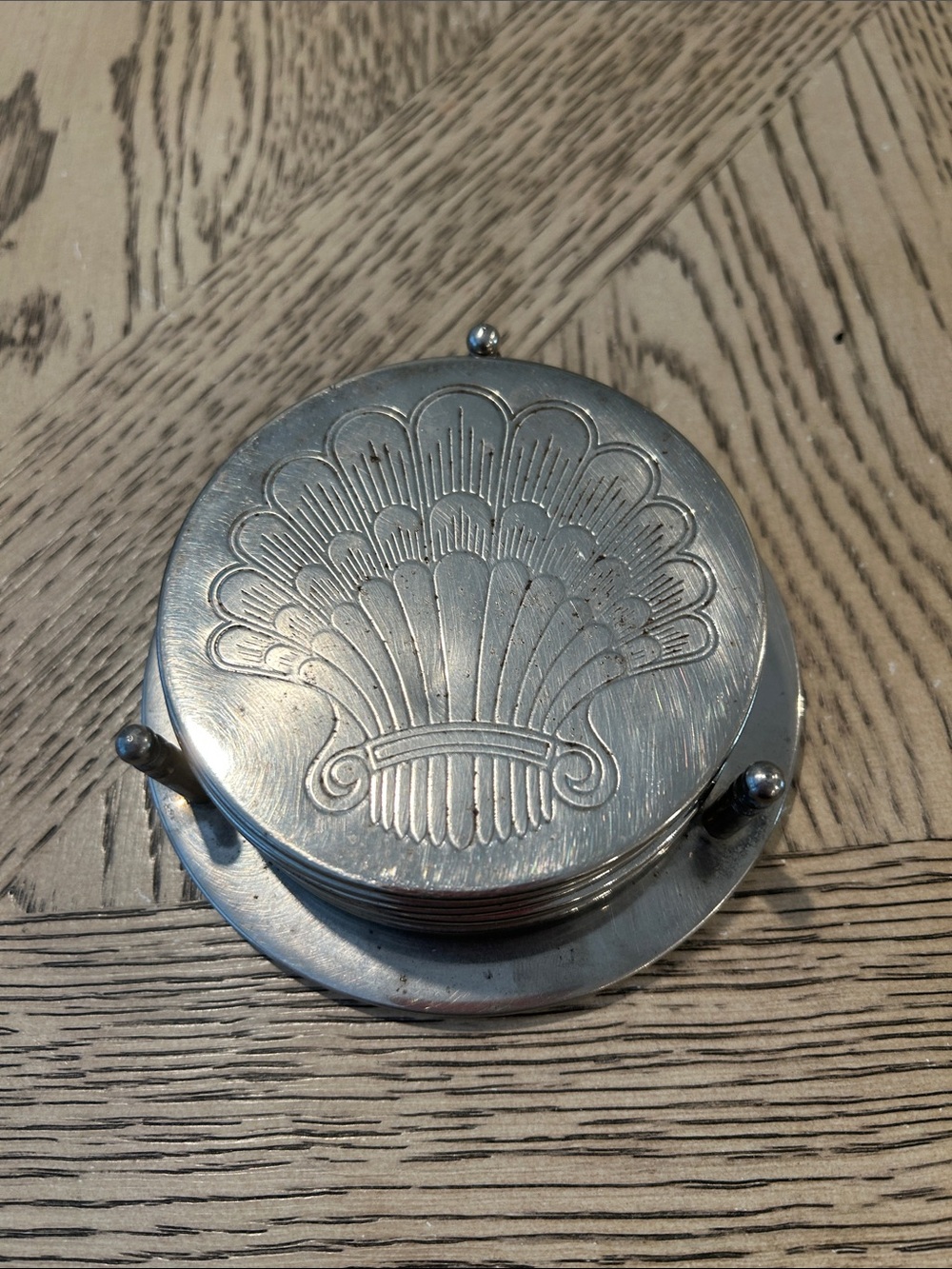 Vintage Silver plate Shell Motif Coaster set.